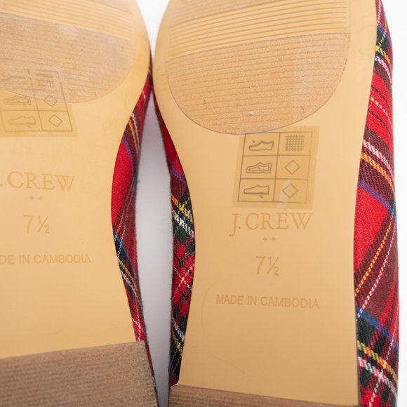 NEW J. Crew Tartan Loafers in Red Black Multi plaid - Picture 9 of 16